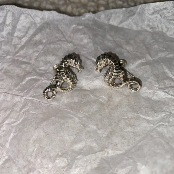 1950’s Vintage Beau Craft- Sterling Silver Seahorse Earrings